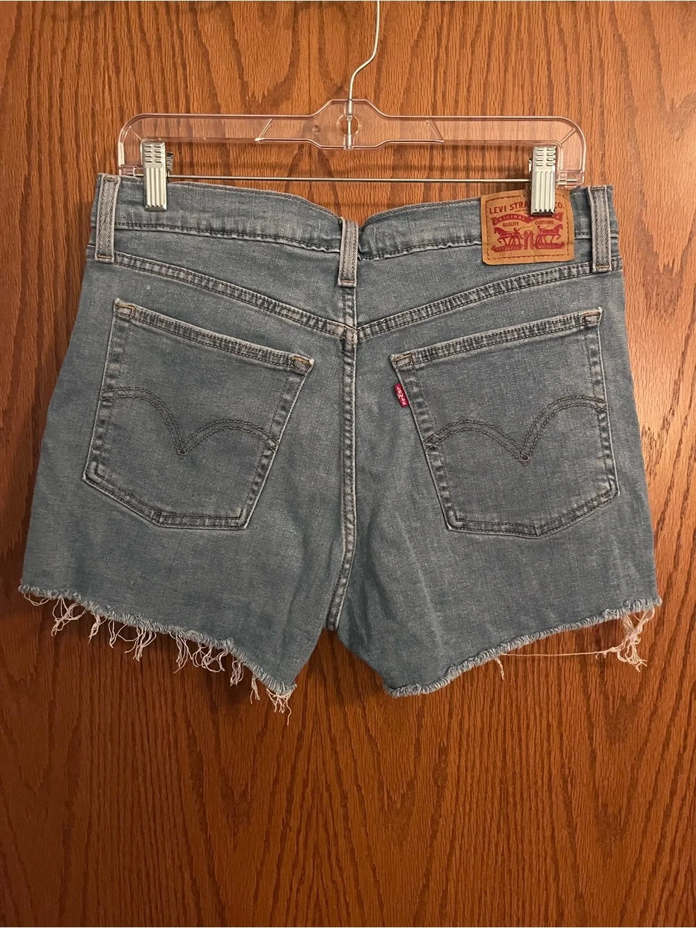 Levi's Light Blue Denim Frayed Hem Jean Shorts